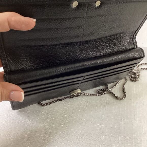 Brighton Black Leather Crossbody Wallet with Detachable Chain Strap - Picture 9 of 12